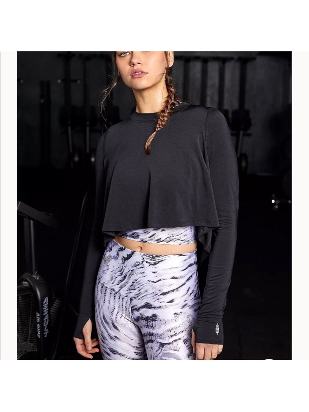 Free People Cadence Long-Sleeve Top in Black XS